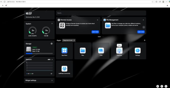 ZimaOS Dashboard