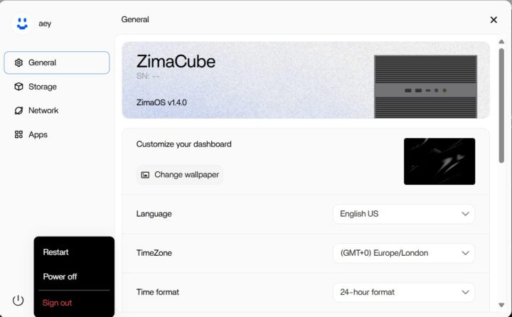 ZimaOS General Power off