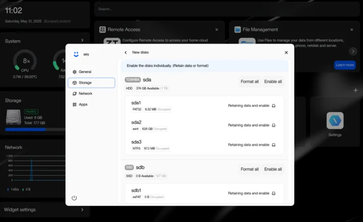 ZimaOS two new disks detected