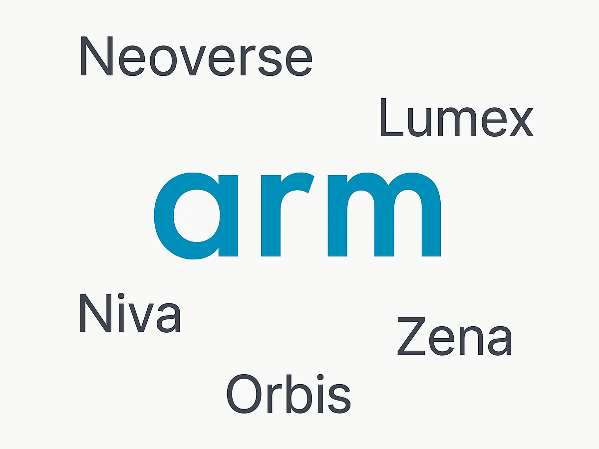arm product naming: neoverse lumex niva zena orbis