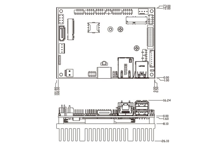 Jetway PIC-ASL1 Dimensions