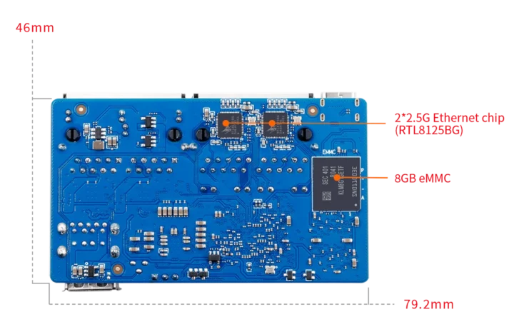 Orange Pi R2S bottom side