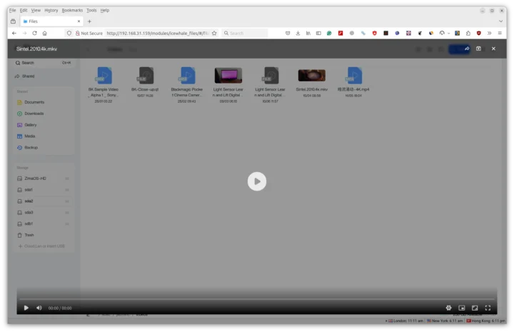 ZimaOS Play MKV Video Stuck