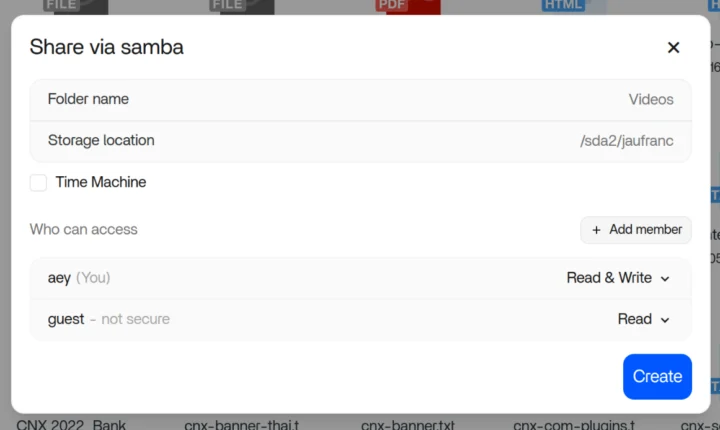 ZimaOS Samba configuration