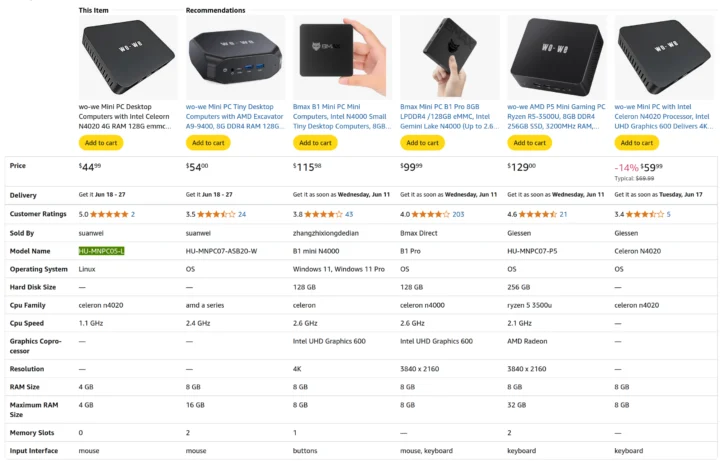 Cheap Intel and AMD mini PCs